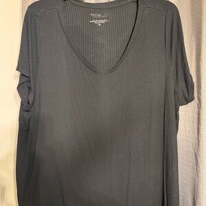 Rachel Zoe Black Short Sleeve V-Neck Tee